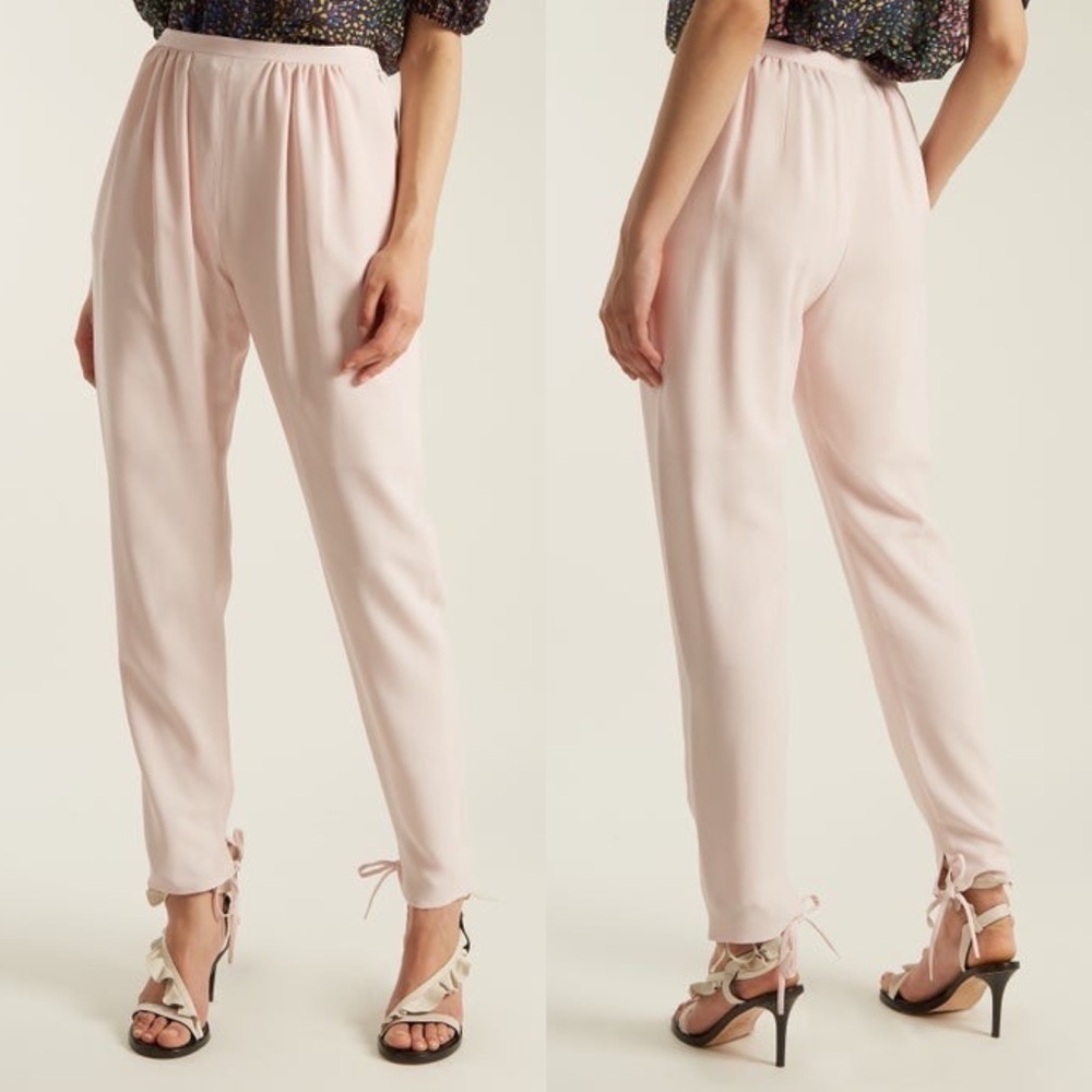 Chloe Pink High-Waisted Trousers with Flowing Silhouette
